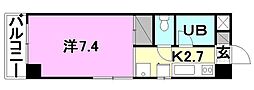 オクトワール土居田西館 1Kの間取図画像