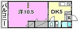 東栄荘 1DKの間取図画像