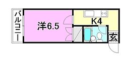味酒ビル 1Kの間取図画像
