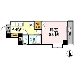 フィオーレ松山 1Kの間取図画像