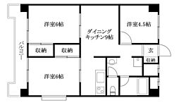 フェリオ市駅西1 3DKの間取図画像