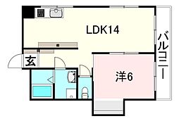 RUBANVERT 1LDKの間取図画像