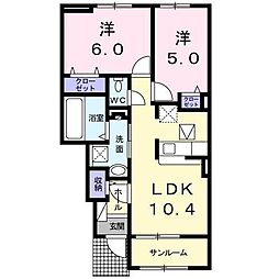 エターニティーB 2LDKの間取図画像