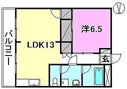 イースト・レジデンス大和 1LDKの間取図画像