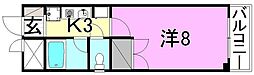 マルベリー桑原 1Kの間取図画像