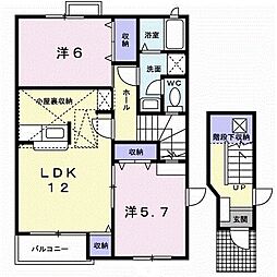 ヴィラ・マリーンB 2LDKの間取図画像