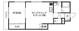 メゾンドール久万ノ台 1LDKの間取図画像