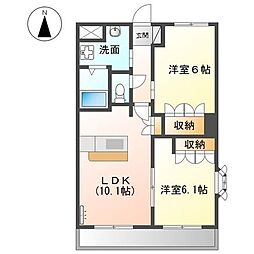 サンライズ・M 2LDKの間取図画像