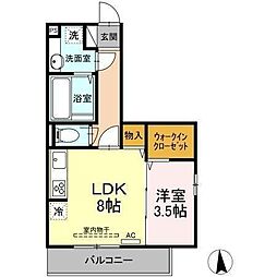 カンパーナ勝山 1LDKの間取図画像