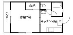 ローランハイツ 1Kの間取図画像