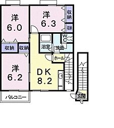 プレッソ新川 3DKの間取図画像