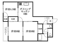 グレース辻町 3DKの間取図画像