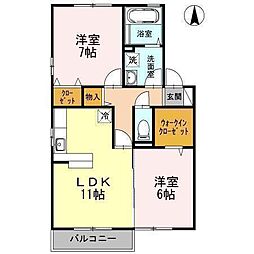 OTT'SおぜまちB 2LDKの間取図画像