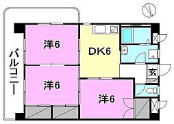 コーポ久枝 3DKの間取図画像