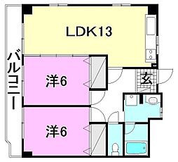 M-COURT湊町 2LDKの間取図画像