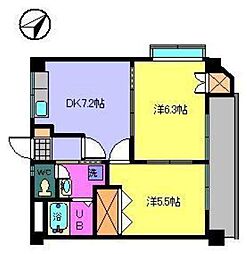 ジョイフラット3 2DKの間取図画像