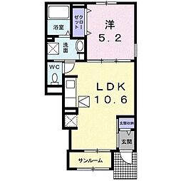 レジデンス-TWEST2 1LDKの間取図画像