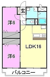プチシャンス2 2LDKの間取図画像