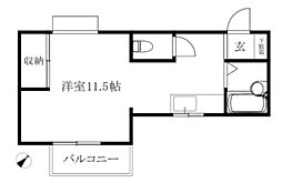ROUNDSTONE枝松 1Kの間取図画像