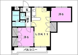 KマンションNo.6 2LDKの間取図画像