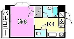サンハイツ桑原 1Kの間取図画像