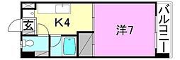 福川ハイツ 1Kの間取図画像
