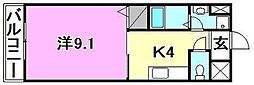第3マンションふじ 1Kの間取図画像