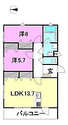 リベールマノワール 2LDKの間取図画像