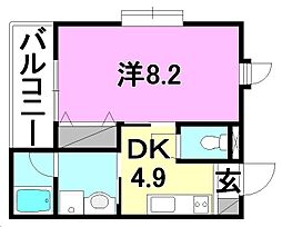 ラフィネ道後樋又 1DKの間取図画像