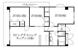 竹乃井ビル 3LDKの間取図画像