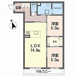 シャーメゾン石手白石 2LDKの間取図画像
