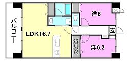 松山市祝谷6丁目マンション 2LDKの間取図画像
