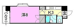 オクタワーズ松山道後 1Kの間取図画像