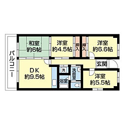ユートピアレジデンス幸西A 4DKの間取図画像