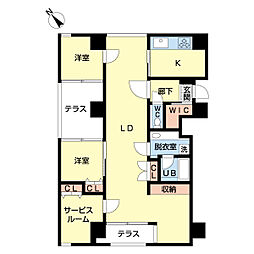 ザ・パーク一番堀 2SLDKの間取図画像