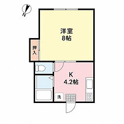 メリーズコート 1Kの間取図画像