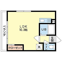 シティハウス'81 ワンルームの間取図画像