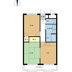 ラ.カーサゆりのき 2DKの間取図画像