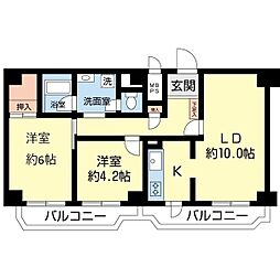万代ファーストハイツ 2LDKの間取図画像
