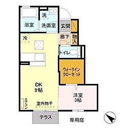 クレア 1階1DKの間取り