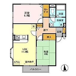 パレアージュG棟 2LDKの間取図画像