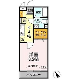 ジェンティーレ山崎 1Kの間取図画像