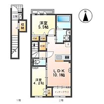 グリーン・レイ  ｜ 埼玉県入間郡毛呂山町中央２丁目（賃貸アパート2LDK・2階・55.66㎡） その2