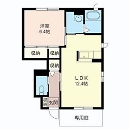 フレンドリーパークつきのわA 1LDKの間取図画像