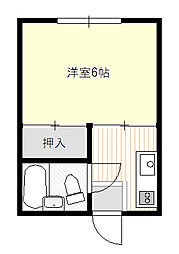シバタハイツ 1Kの間取図画像