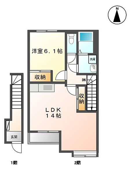 グランシャリオII 203｜宮城県石巻市渡波字黄金浜(賃貸アパート1LDK・2階・50.48㎡)の写真 その2