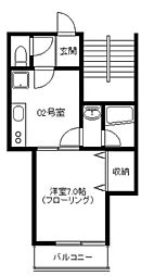 パステルガーデン 1DKの間取図画像