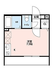 ユーハコート浮間舟渡 3階ワンルームの間取り