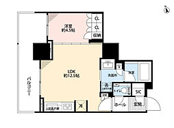 ブランズタワー芝浦 1LDKの間取図画像