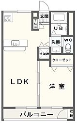 松栄マンション 1LDKの間取図画像